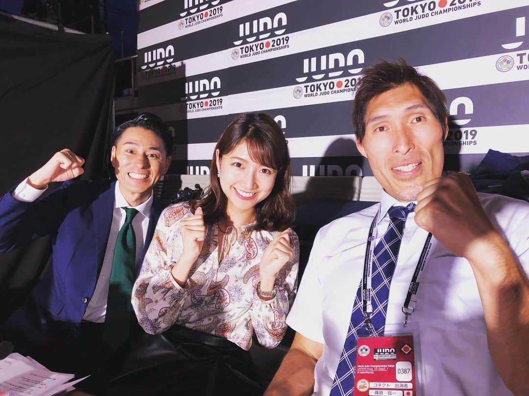 篠原信一さんのインスタグラム写真 - (篠原信一Instagram)「Live Newsの皆さんと❗️ 女子78キロ超級の素根輝🥇 男子100キロ超級の原沢久喜🥈 #世界柔道選手権大会 #東京 #judo #judoka #judoworld」9月1日 0時20分 - s.shinohara_life