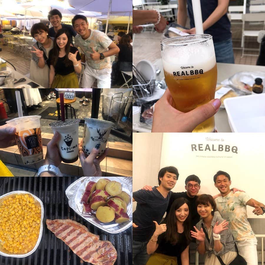 渡辺梨夏子のインスタグラム：「８月最後に大好きな人たちと ぶじ？夏締めました！！✌︎✨ おめでたい事もいろいろ💮インターンの時間がついこの前のことのよう...会えば変わらないけど、それぞれの場所で活躍しているみんなは格好よくて、本当に誇れる仲間たち☺️ #miki#bbq#tapioca  #夏締め #まじタピオカ 〜 #ほんと黒糖ラテ 〜 #この掛け合い流行ってるの ?！ #つぎはいつでしょうか 🙋‍♀️」