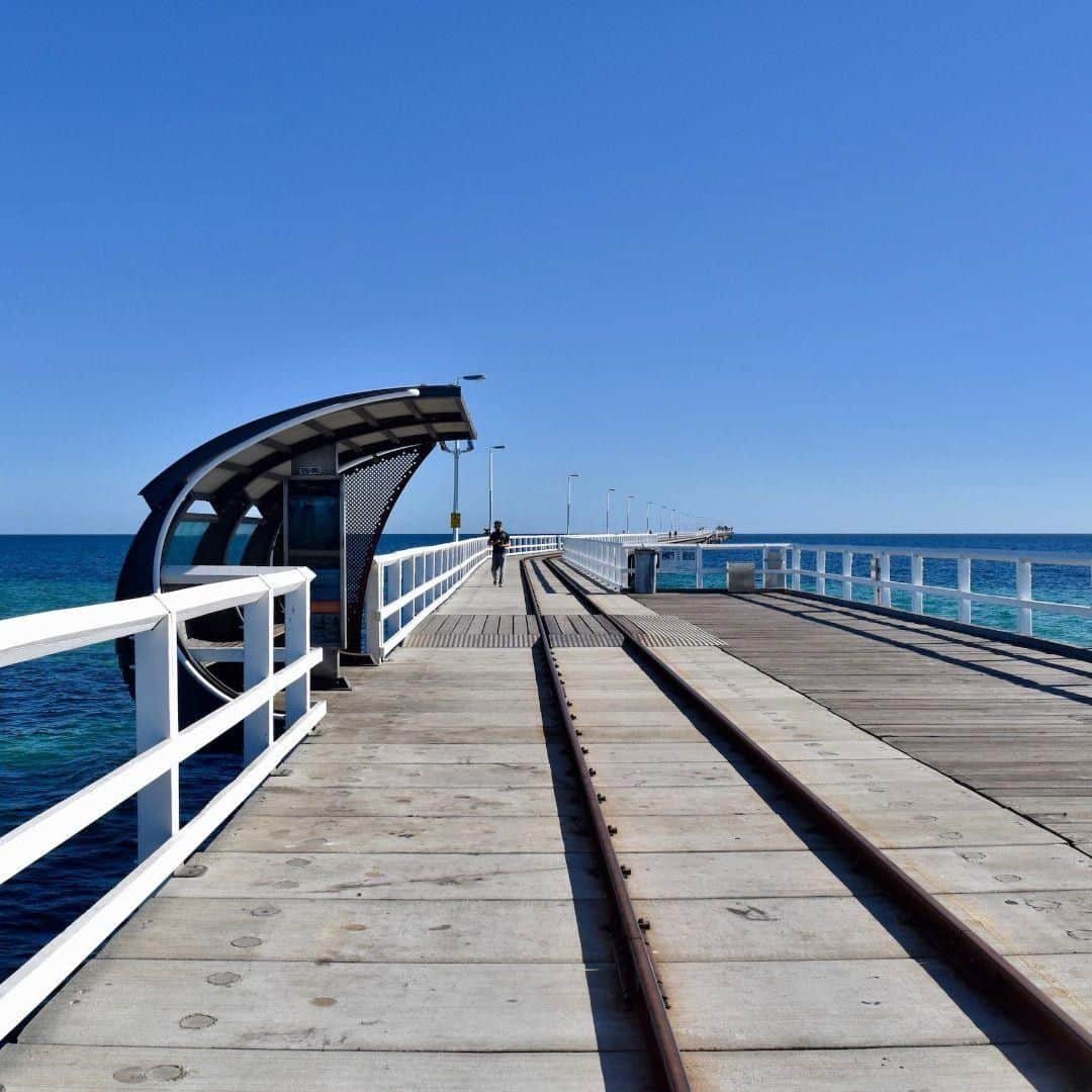 Lonely Planetのインスタグラム：「'Busselton Jetty is the largest wooden jetty in the world! Located in the town of the same name, it is almost 2km in length. Walk all the way to the end and you’ll find an underwater observatory, with a 360-degree view of the ocean 8m deep.' – @alovelyplanet -- Tap our bio link for more info on why Margaret River and Southern WA is our top #BestinAsiaPacific destination to visit in 2019. #Australia」