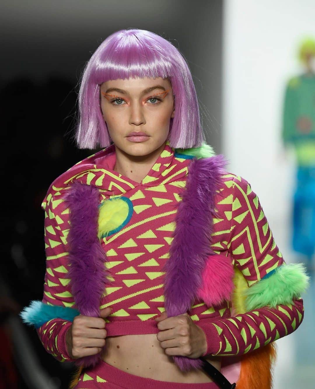 Fashion Weekのインスタグラム：「@itsjeremyscott has enough wigs for every day of #NYFW. Swipe for the 🌈 hair that walked his February 2018 runway.」