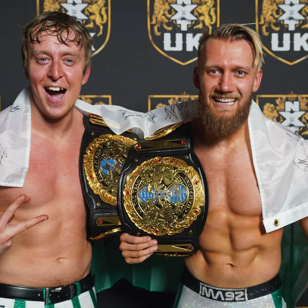 WWEさんのインスタグラム写真 - (WWEInstagram)「Draped in the flag of Wales, @flashmorganwebster and @mandrewsjunior are the NEW #NXTUK Tag Team Champions! #NXTUKTakeOver」9月1日 4時30分 - wwe