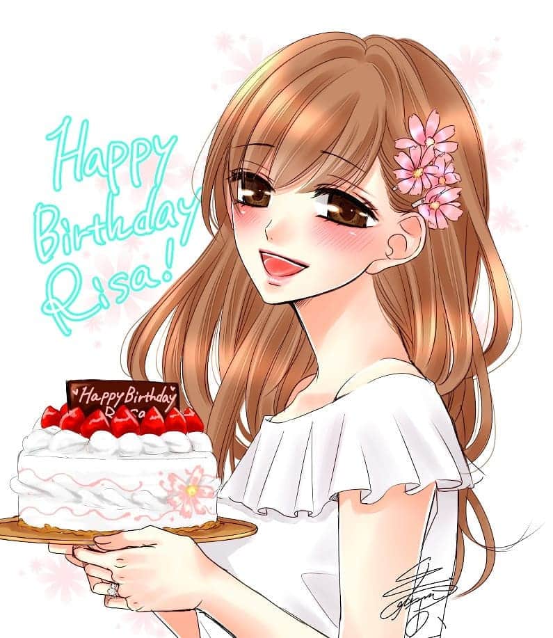 朱神宝のインスタグラム：「9/1はリサの誕生日！！ 連載約５年経ってようやくお祝いできましたね。 (ファンブック発売まで非公開だったので) おめでと！リサ！！ これからもよろしく！ #コヒバニ」