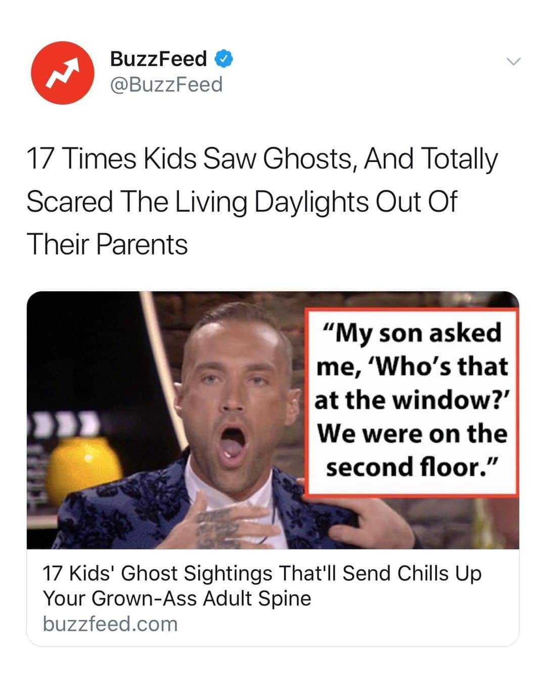 BuzzFeedさんのインスタグラム写真 - (BuzzFeedInstagram)「We asked members of the BuzzFeed Community to tell us about the time their kid saw a ghost, and their responses were totally and completely chilling 👻 Link in bio 👀」9月1日 9時00分 - buzzfeed