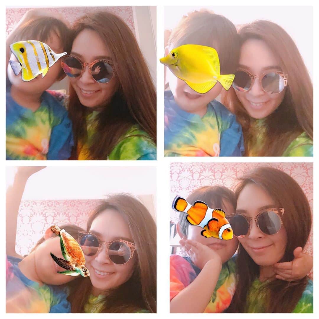 愛内里菜さんのインスタグラム写真 - (愛内里菜Instagram)「7月のハワイ🌴﻿ ﻿ 息子とタイダイで﻿ お揃いコーデ😊😊﻿ ﻿ 88teesのTシャツは﻿ ベビーから大人まであるから﻿ お揃いコーデが叶う😍﻿ 🌈  @88teesofficial  @88teesfamily  @shop_ila_swim  #タイダイ #タイダイtシャツ  #息子ラブ  #４歳男の子  #4歳児  #息子  #息子と  #ママコーデ#キッズコーデ#3歳男の子  #親子リンクコーデ#mamagirl」9月1日 12時42分 - rina_aiuchi