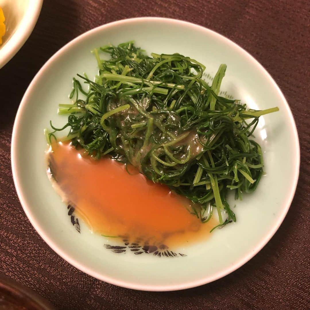 工藤采佳さんのインスタグラム写真 - (工藤采佳Instagram)「ヘルシーな夜ごはん👩‍🍳💕 ・砂ずりの筍とピーマン炒め ・塩ゆで茶豆 ・蒸し鶏と水菜の中華ごま合え ・豆苗の卵スープ ・冷やしトマトとサラダわさび醤油 ・茹でとうもろこし ・おかひじきの辛子酢味噌 ｰｰｰｰｰｰｰｰｰｰｰｰｰｰｰｰｰｰｰｰｰｰｰｰｰｰｰｰｰｰｰｰｰ 「おかひじき」という珍しい食材を スーパーの野菜コーナーで発見！ ひじきって名前やけん海藻？🤔 って思って調べてみると…👩‍💻 Ａ.日当たりの良い海岸の砂浜や砂礫地、 塩生地等に生育する一年草らしいです💡 今回は軽く茹でて、辛子酢味噌と食べたけど 刺身のつまの大根のようなシャキシャキ食感！ 特に味に主張がないので なんにでも合いそうだなって思った👏🏻✨ オカヒジキの栄養素は、 カルシウムをはじめ、マグネシウム、リン、鉄分などの ミネラルも豊富に含まれているだけでなく、 抗発ガン作用や動脈硬化の予防で知られているβカロテン。 ナトリウム（塩分）を排泄する役割があり、 高血圧に効果があるカリウムも豊富なんだとか！ これは積極的に食べた方が良さそうだな😳💡 . . . #栄養豊富 #オカヒジキ #おかひじき #カリウム #マグネシウム #カルシウム #リン #鉄分 #緑黄色野菜 #βカロテン #おうちごはん #節約レシピ #料理 #栄養士 #食育 #栄養士ごはん #食材 #発見 #新発見 #楽しい」9月1日 18時13分 - kudo__ayaka