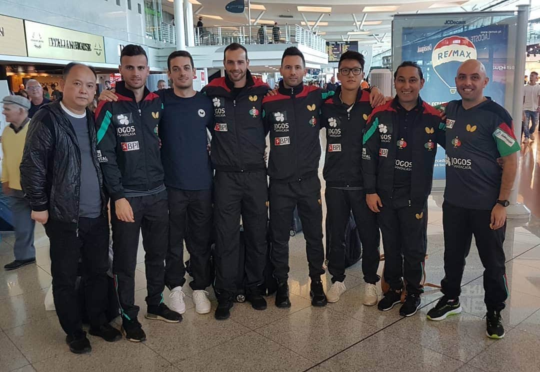 ジョアン・モンテイロのインスタグラム：「Lets go 🏓🇵🇹 @ettu_official @butterflyttofficial @fptenismesa @heufp  #ITTFEuros2019#Nantes#TeamPortugal」