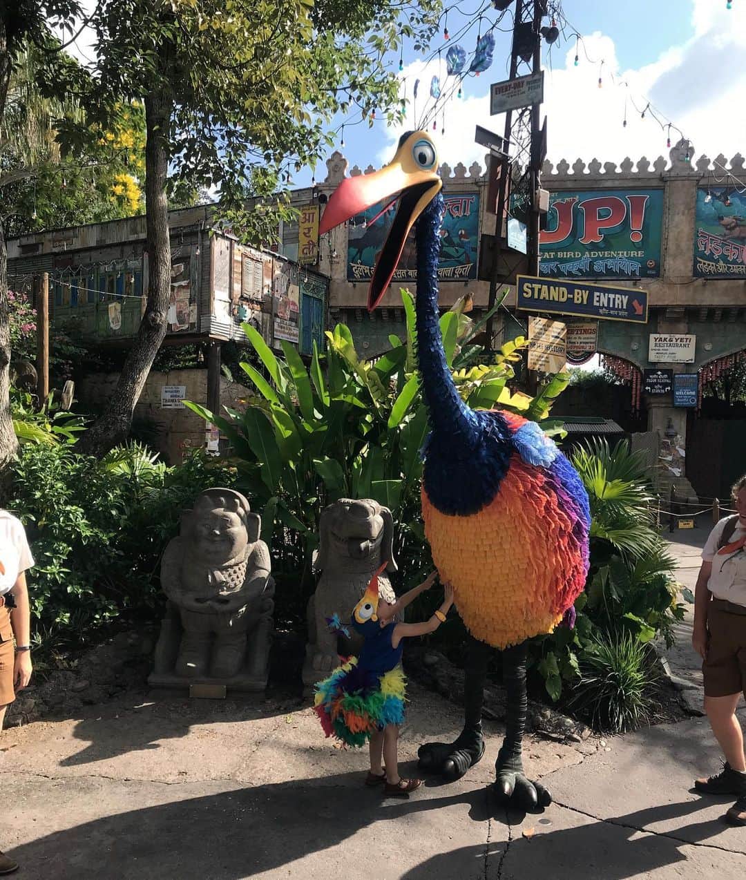 tiahy__のインスタグラム：「Kevin and mini Kevin. . . . My favorite pictures. . . . At Animal Kingdom 🦒🦓🐆🦍🐊🐄🐅🐘🦘🦚. . . . お気に入りの写真をあと4つpostしてWDWの投稿を終わりにします🌱. . . . まずは大好きな大好きなKevin🦚. . . 会える確率が低いと言われているKevin. . 会えるかなぁと歩いていたら、 前からトコトコトコトコ…  クウァーー！と鳴きながら歩いてくるKevin. . Kevinに会えた時、今回の旅で一番興奮しました🦚☺️✨. . フレームに収まりきらないくらい大きなKevin. . 小さなKevinと親子みたい🦚🦚🥰. . . . Thank you so much Kevin. . .  #kevin_taia #wdw#disneyparks#waltdisneyworld#animalkingdom#taiacostume#disney#disneybaby#disneykids#disneyfamily#kevin#up#pixar#ケヴィン#ケビン#カールじいさんの空飛ぶ家#ディズニーコスチューム#ディズニー衣装」
