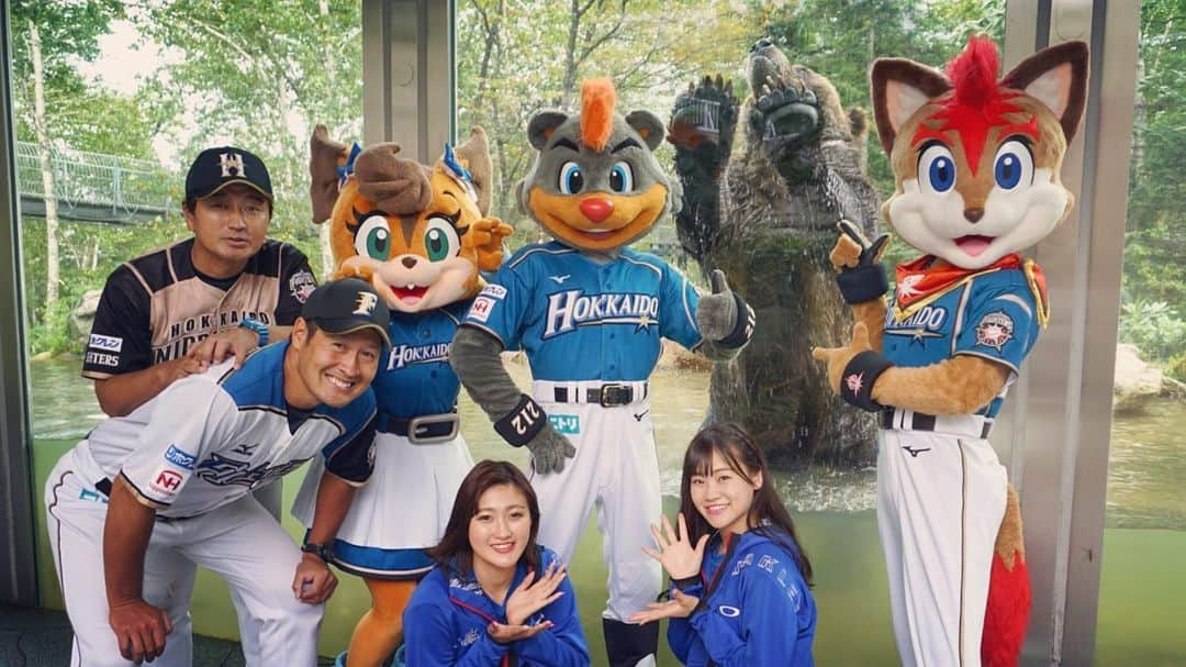 北海道日本ハムファイターズ フレップさんのインスタグラム写真 - (北海道日本ハムファイターズ フレップInstagram)「. 🦊 ヤッホー！ 今回はこのメンバーで新得町にスポーツキャラバンに行ってきました…🐻!⁉︎ 野球はもちろん、今回はラグビーやバスケも町のみんなと一緒に体験したんだよー⚾️🏉🏀 新得町のみんなは大人も子供も元気で好奇心旺盛だし、チャレンジ精神も凄い🌟 また一緒にスポーツしたいな‼︎ . 🐿 行ってきました新得町！ フロアカーリングを体験させてもらったり、美味しいお蕎麦をお腹いーっぱい食べたよ😋 おともだちもたくさんできました🎀 (代筆ぽりぃ) . 🐻 新得町…調べてみたら2010年の9月に212ロケで行ったから、9年振りの訪問になるかな。 ベアマウンテンとかも、ロケで行ったの思い出した！ 釧路・帯広遠征からノンストップだったんでハードだったけど、美味しいそばいっぱい食べたし大丈夫👍 やっぱみんなで行くキャラバンは楽しいね😊熊違いされたけど…（苦笑） キャラバンの様子は、僕のブログでも紹介させていただきまーす！ by B☆B . #lovefighters #飛び出せ新時代 #ファイターズスポーツキャラバン #新得名物 #新得そば #サホロリゾート #ベアマウンテン #ひぐまの迫力がすごい #フロアカーリング #みんなもやってみてねー #フレップ  #ポリーポラリス #BB212 #FIGHTERSGIRL #立石尚行 #市川卓 #森本稀哲 #レバンガ北海道 #北海道バーバリアンズ」9月1日 22時53分 - frep_the_fox