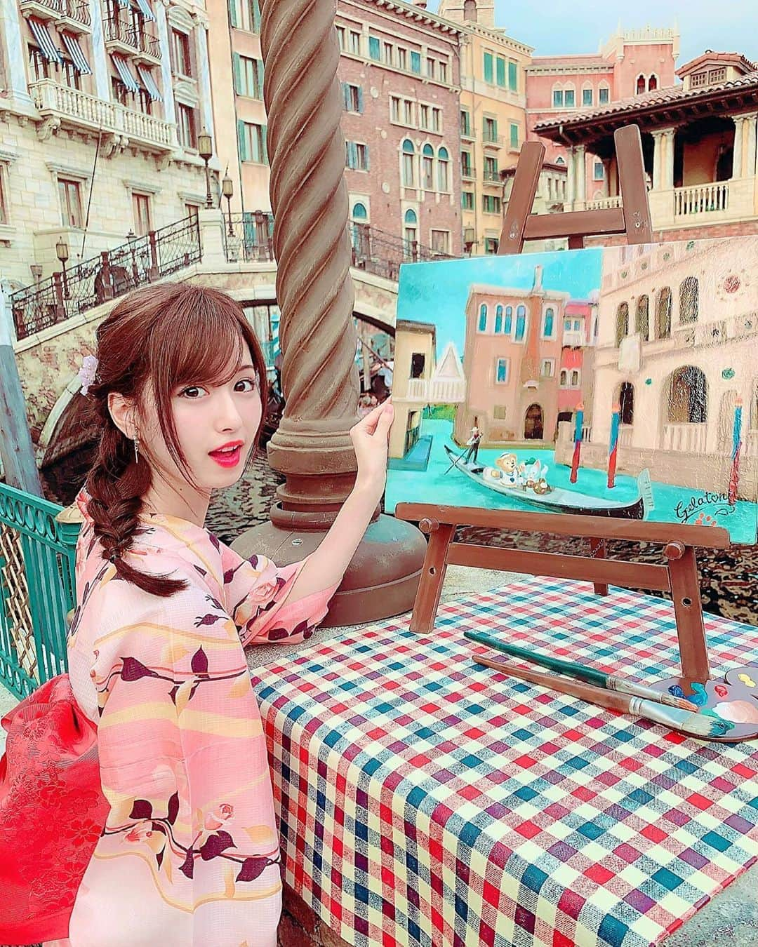 阿部菜渚美さんのインスタグラム写真 - (阿部菜渚美Instagram)「☺︎ 夏の終わりに、弾丸で駆け込み初浴衣🎐 (※イタリアじゃないですっ笑) ・ #浴衣ディズニー#ディズニーシー#TDS#浴衣#浴衣ヘア #イタリア#tokyodisneysea#tokyodisneyresort」9月1日 22時59分 - nanami_abe73