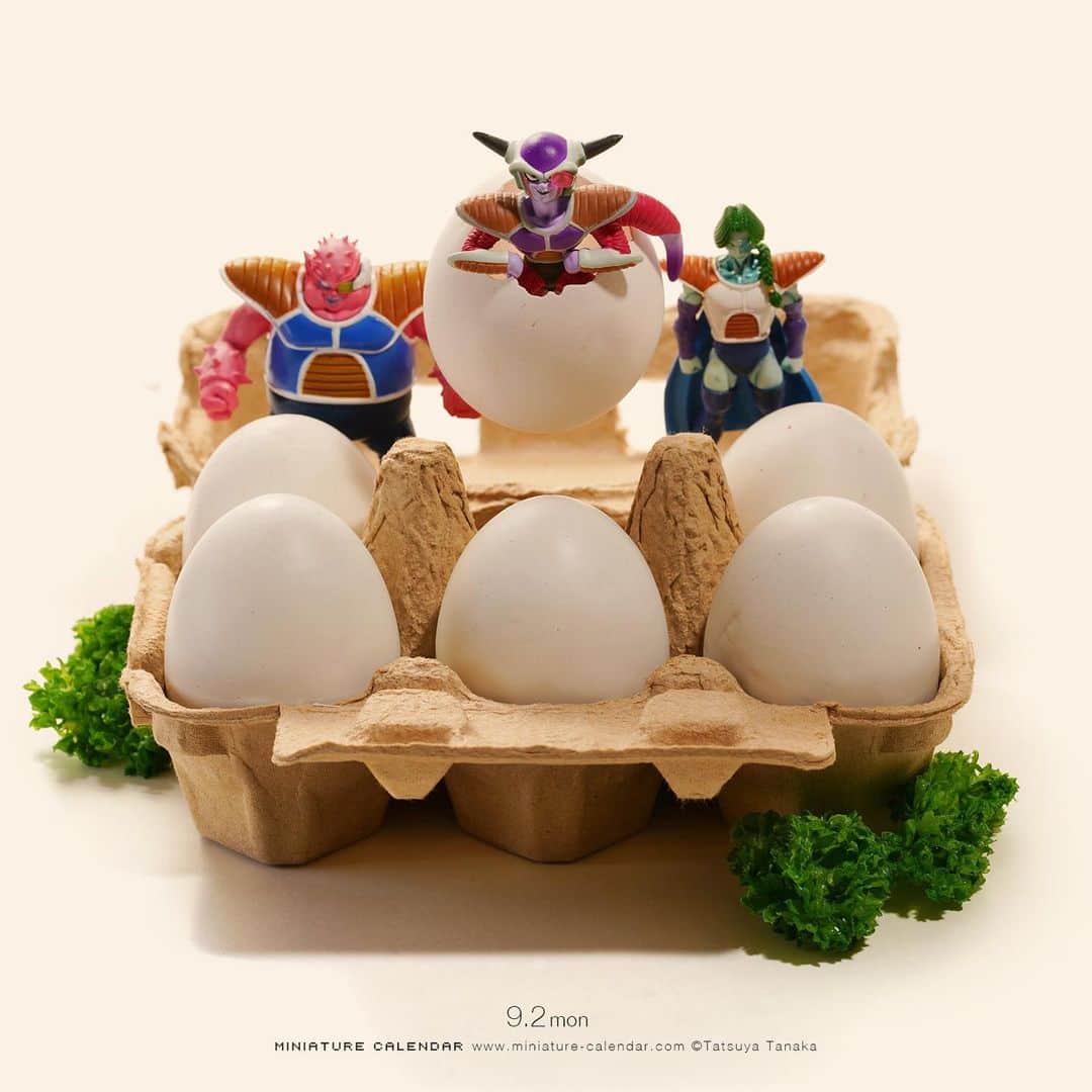 田中達也さんのインスタグラム写真 - (田中達也Instagram)「. 9.2 mon “Dragon Egg” . ※卵を7つ集めても願いは叶いません . #ドラゴンボール #フリーザ #ザーボン #ドドリア #Dragonball #Freeza #Zarbon #Dodoria . ─────────────── 《Exhibition info》 . 【MINIATURE LIFE展 in 福岡】 Miniature Life Exhibition in Fukuoka 8/31 sat - 10/14 mon 〈ギャラリートーク&サイン会〉 9/14 sat 11:00〜、15:00〜 #MiniatureLife展 #ミニチュアライフ展 . 【微型展 2.0 -田中達也的奇幻世界- in 高雄(台湾)】 Miniature Life Exhibition2 in Kaohsiung 6/21 fri - 9/15 sun #微型展 #田中達也微型展 .」9月2日 18時37分 - tanaka_tatsuya