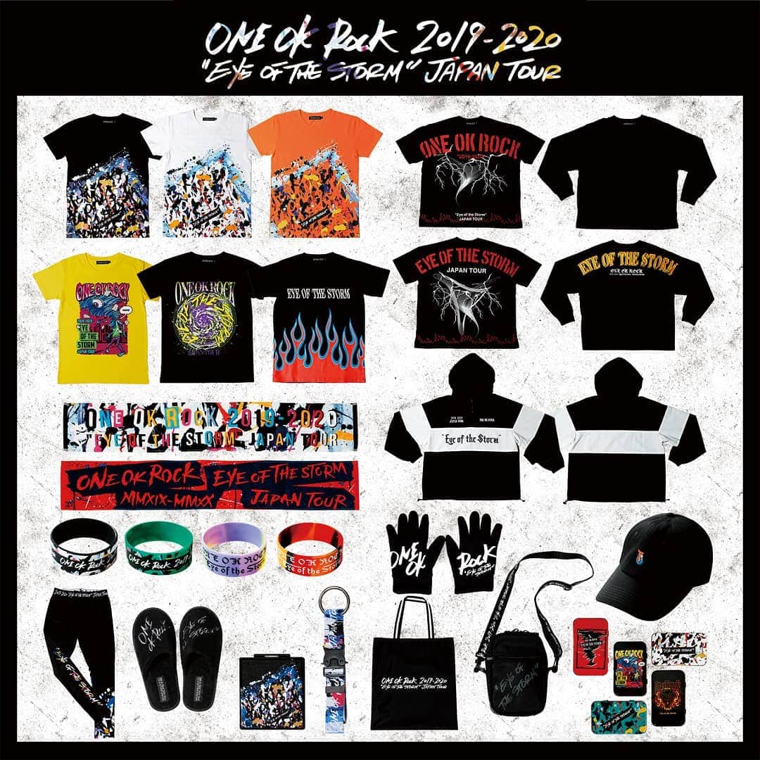 ONE OK ROCKさんのインスタグラム写真 - (ONE OK ROCKInstagram)「Are you ready for the coming Storm?  Check out our brand new merchandise for the Eye of the Storm Japan Tour coming soon !  Hoodies, t-shirts and we even have #oneokrock gloves. Get into the #eyeofthestorm !  https://www.asmart.jp/oor1920_uketori」9月2日 18時42分 - oneokrockofficial