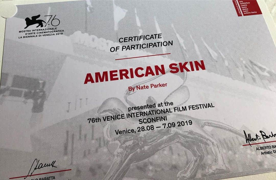 ネイト・パーカーさんのインスタグラム写真 - (ネイト・パーカーInstagram)「Grazie @labiennale for a magical experience in hosting the World Premiere of #AmericanSkin #venicefilmfestival2019 Grazie Venice! Grazie Italia! Thank you to all who have supported!  Styled by @BryonJavar in @Grayscaleic」9月2日 11時21分 - origi_nate