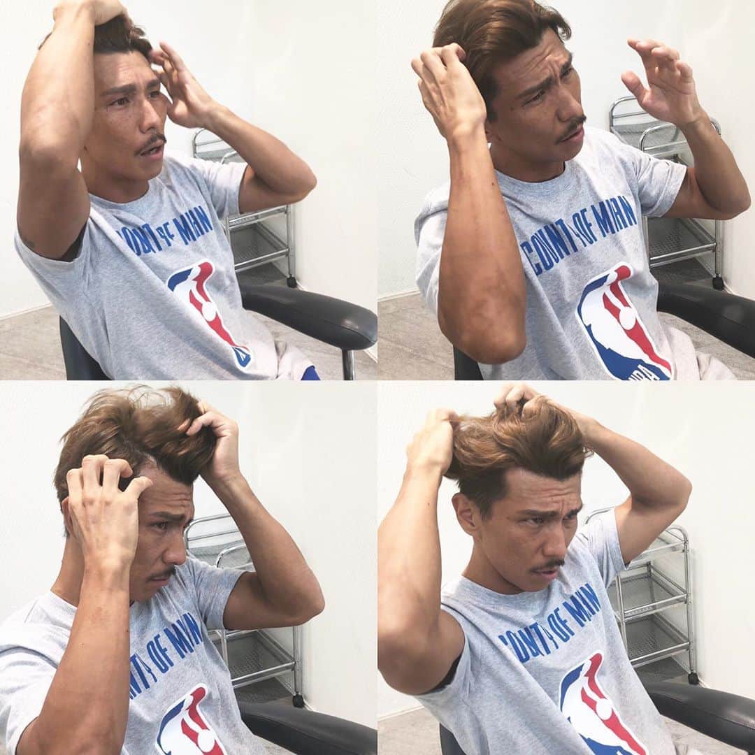 のインスタグラム：「最近ぜんぜん髪のスタイリングがキマりません‼️笑笑  キマらな過ぎて令和に入って毎日キャップかぶってる…😅 美容師なのに髪型キマらないって、、、😅 世の男性はもっと悩んでる人がいっぱいいるんでは、、、？ って事で、、、 自分を含めた世の多くの悩める男性のために最高なスタイリング剤をつくれないかな〜😩 つーか  つくってます、、、😏 なんなら完成間近です、、、😏 何かは近日発表しまーす😎  #air #lovest #airhomme #hair #hairstyles #hairstyle #mens #筋肉美容師 #workout  #男性 #髪型 #supreme #nike #jordan #nba #fashion」