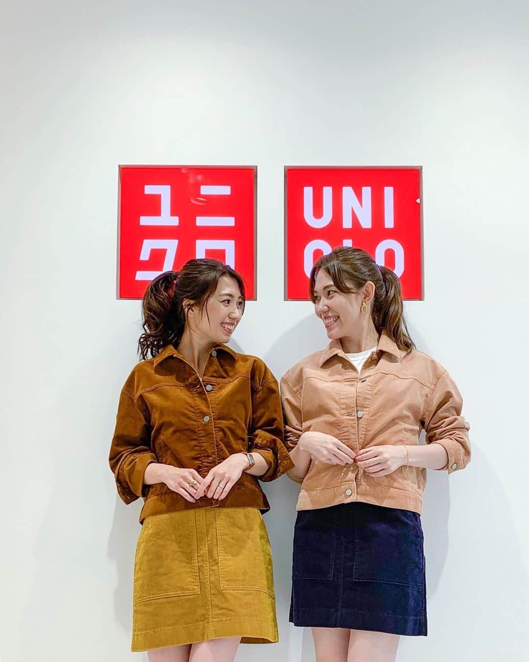 mikicoco00のインスタグラム：「* * @uniqlo #コーデュロイコレクション へ💁‍♀️🍂🍁 * * ほっこりカラ－が沢山😳🌰 * 生地が柔らかくて、色合いも可愛い♪ #コーデュロイオーバーサイズジャケット(1.2枚目) * 着心地バッチリ✌ #コーデュロイフレアパンツ (3枚目) 可愛いかったなぁ♡ * * 秋冬もとっても楽しみ🎃🍠 * * * * #uniqlo#uniqloginza#uniqloコーデ#展示会 #ミニスカート#ソワソワ#双子コーデ  #uniqlou#コーデュロイ#uniqlo2019FW#秋冬 #fashion#coodinate#webstagram #uniqloginza #上下ユニクロ部」