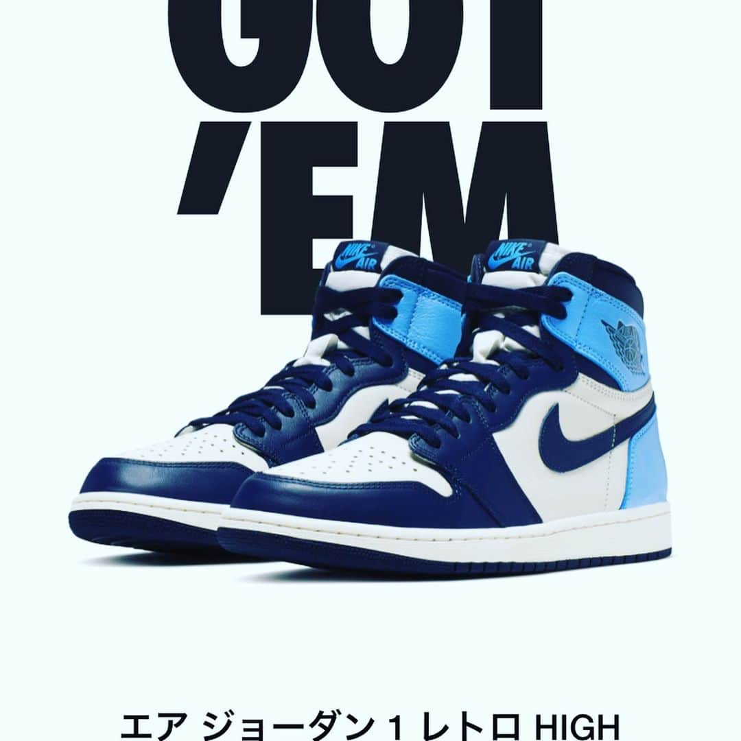 松本直晃のインスタグラム：「#gotem #nike #jordan1 #obsdian  #unc #sneaker #sneakerstyle」