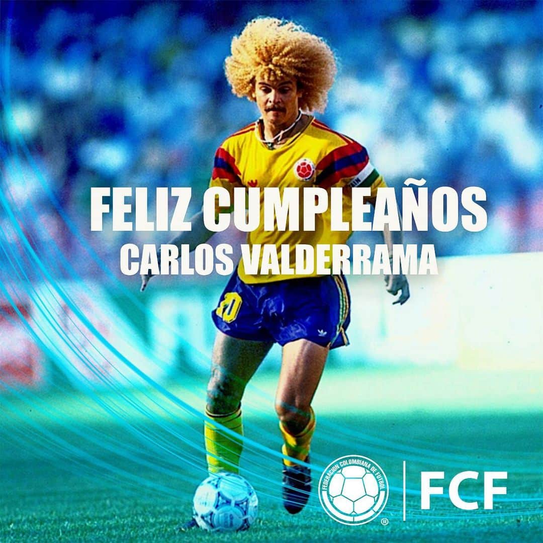 サッカー コロンビア代表チームのインスタグラム：「Hoy está cumpliendo años uno de los mejores jugadores en la historia de Colombia. Feliz cumpleaños #⃣5⃣8⃣ para el @pibevalderramap. #TodoBienTodoBien 🤙🏼🎩⚽」