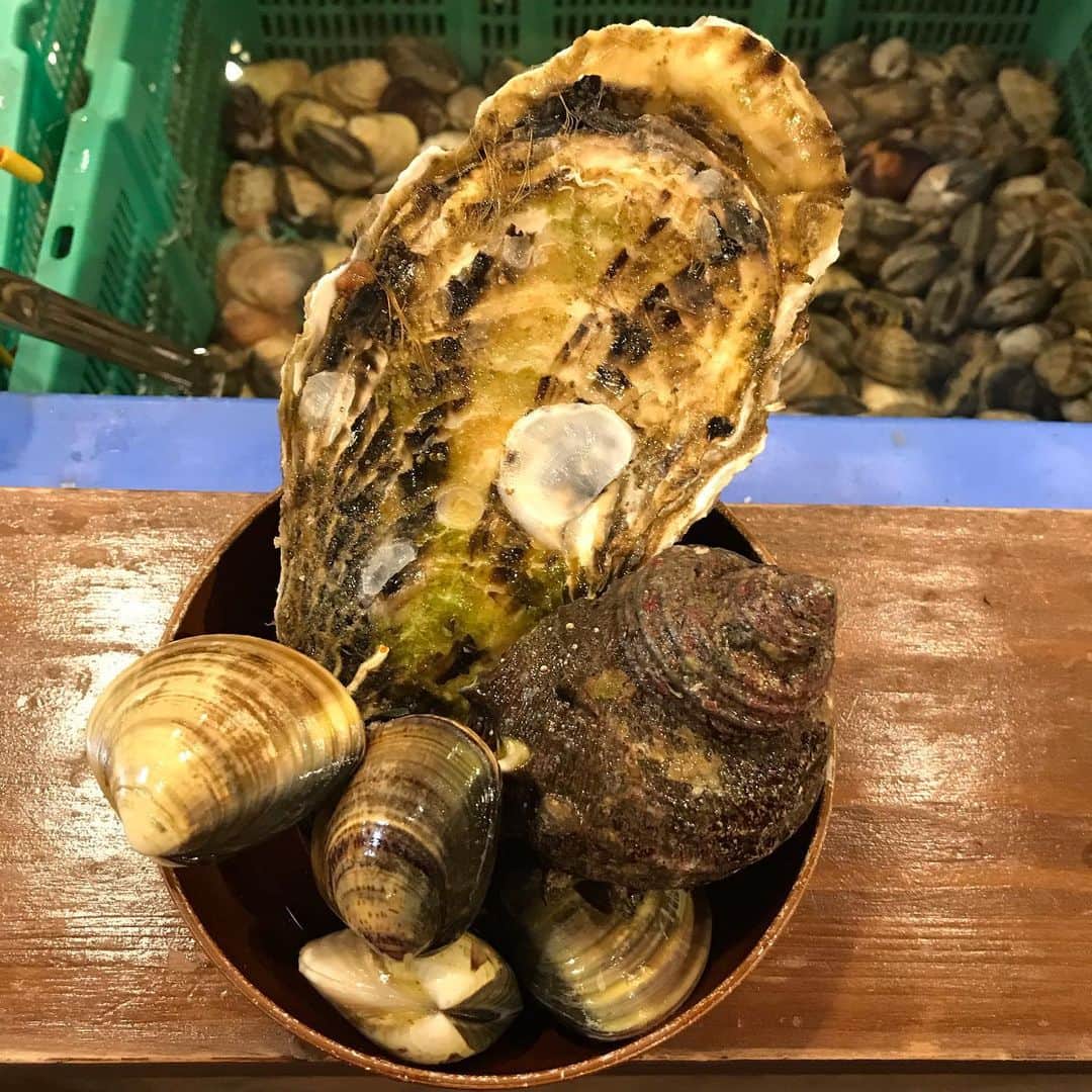 鶏魚 谷町のインスタグラム：「鶏魚です！しーちゃんです🎶 貝盛り放題は、月曜日と火曜日が一皿¥500(税別)と、何ともお得な限定サービスとなっております*\(^o^)/* ご来店お待ちしております♡ #浜焼きお得 #月曜日と火曜日限定 #鶏魚 #大阪 #谷町四丁目 #駅近 #セルフ飲み放題 #地域最安値 #コース #座敷 #個室 #貝盛り放題 #ガンガン焼き #あさり #はまぐり #ホンビノス貝 #牡蠣 #さざえ #飲み会 #女将」
