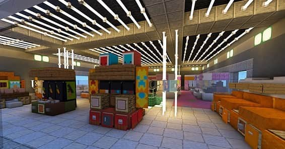 猫だるのインスタグラム：「I made the interior of the amusment arcade in minecraft.  You can watch the tutorial video of this on my YouTube channel :) . . #minecraft #mc #mcpe #builder #interior #mcdecoration #minecraftinterior #minecrafters #minecraftonly #minecraftbuilds  #minecraftbuildings」