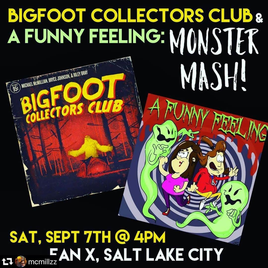 ブライス・ジョンソンさんのインスタグラム写真 - (ブライス・ジョンソンInstagram)「Come see @bigfootcollectorsclub & @funnyfeelingpod: MONSTER MASH live at @fanxsaltlake Sat @4pm in room #151D!」9月3日 11時32分 - mrbrycejohnson