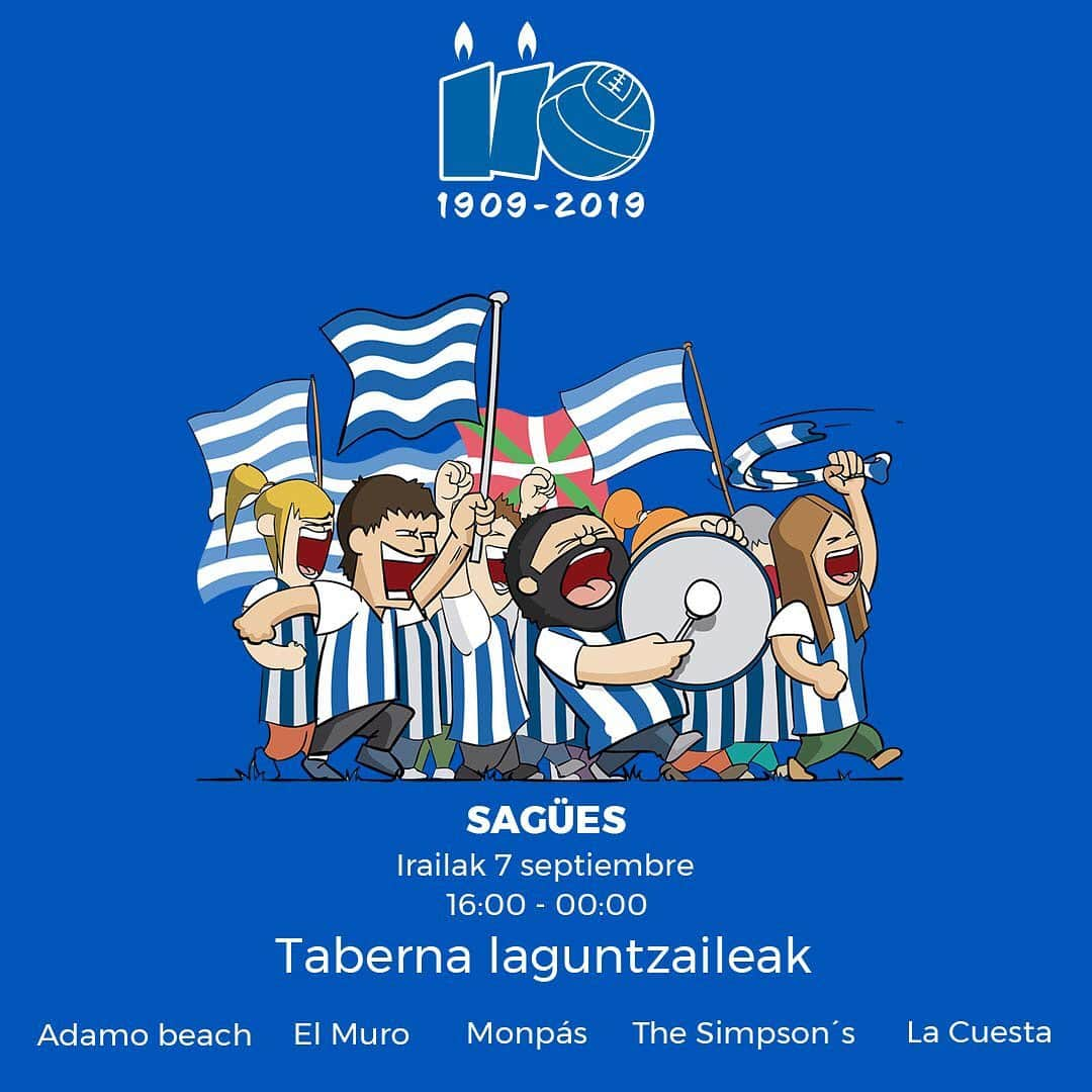 レアル・ソシエダさんのインスタグラム写真 - (レアル・ソシエダInstagram)「🎂 Larunbatean 110. urteurrena Saguesen ospatuko dugu! 🎉 Informazioa web orrialdean 🔵⚪️🔵 . 🎂 ¡El sábado celebramos nuestro 110 aniversario en Sagües! 🎉 Toda la información en la web 🔵⚪️🔵 . #AurreraReala #110urteurrena」9月3日 23時40分 - realsociedad