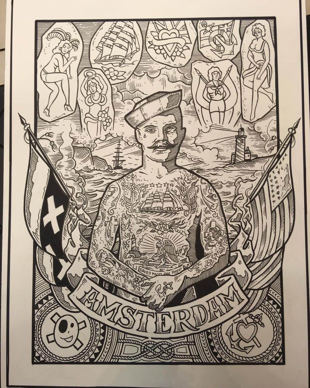 アムステルダム・タトゥー・ミュージアムのインスタグラム：「The wanderer new drawing」
