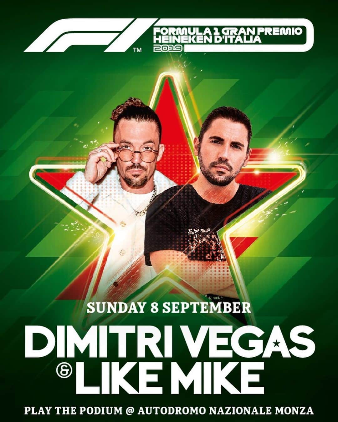 Dimitri Vegas & Like Mikeさんのインスタグラム写真 - (Dimitri Vegas & Like MikeInstagram)「Great to announce that we'll be smashing a special performance thanks to Heineken #italiangp in Monza this Sunday! #heineken #f1 #italiangp」9月3日 22時59分 - dimitrivegasandlikemike