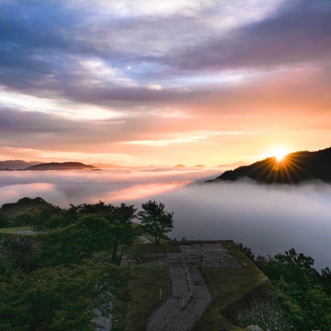 関西電力株式会社さんのインスタグラム写真 - (関西電力株式会社Instagram)「兵庫県朝来市の「竹田城跡」は、標高353.7mの古城山山頂に完存する遺構です。 山全体が虎が伏せているように見えることから、別名「虎臥城（とらふすじょう、こがじょう）」とも呼ばれています。 秋のよく晴れた朝に濃い霧が発生すると、雲海に浮かんでいるように見える姿から「天空の城」と呼ばれるようにもなりました。 平成18年に「日本100名城」に選定され、平成24年には「恋人の聖地」として認定されたお城。 家族とのお出かけ、恋人とのデートにもおすすめです。 . ※写真は過去に撮影したものです --------------- . .■ アクセス [駅裏登山道(通常の登山道)] JR「竹田駅」より徒歩約40分で「竹田城跡入口」 .■ 早朝ライトアップ 9月1日(日)～11月30日(土)　4時00分～5時30分 .■ 夜間ライトアップ 「夜空に煌めく竹田城跡」 12月30日(月)までは日没～22時までの開催 詳細は公式HPをご覧ください . --------------- .  #雲海#ライトアップ#天空の城 #日本のマチュピチュ #日本100名城#兵庫#hyogo #竹田城跡#竹田城#朝来 #絶景 #love_bestjapan #unknownjapan #loves_united_japan#カメラのある生活#日本の風景 #ダレカニミセタイケシキ#bestphoto_japan #art_of_japan_#貴重な体験 #景色最高 #tripgramjp  #写真は心のシャッター#その旅に物語を#best_moments_shots#日帰り旅行 #小旅行お写んぽ#お写ん歩#インスタスポット」9月3日 15時18分 - kanden.jp