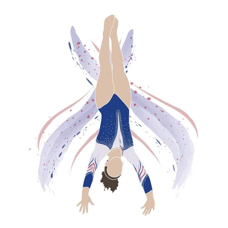 エミリー・チャンさんのインスタグラム写真 - (エミリー・チャンInstagram)「Coline Devillard @colinehatake 🇫🇷 #gymnastics #gymnast #france #illustration」9月3日 19時56分 - flipflytumble
