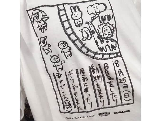 大場はるかさんのインスタグラム写真 - (大場はるかInstagram)「オフ会の時にみんなでおソロで着たTシャツは夏休みの宿題風にデザインを描きました〜 文章書けるようになってるからお好きなように書いてね 大場は小学生の頃、8/31に詰め込んで宿題やったから内容薄いなぁっていうのを思い出しながら文章考えましたわら 欲しい方は大場とミトコンまでお願いします」9月3日 20時07分 - oobaharuka