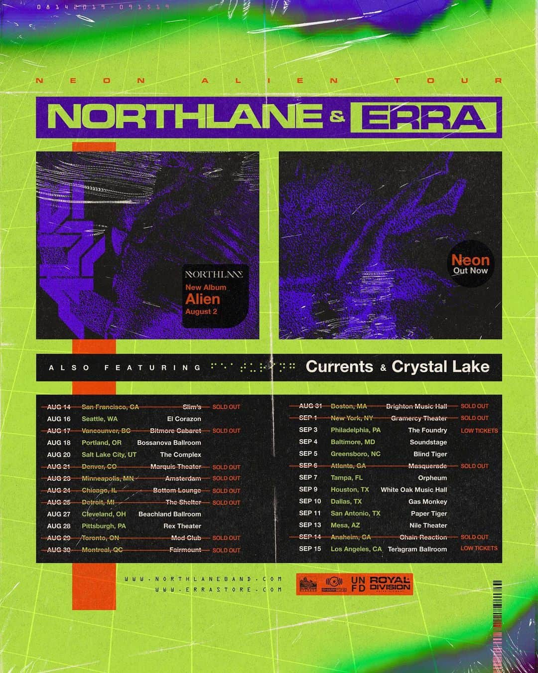 Crystal Lakeさんのインスタグラム写真 - (Crystal LakeInstagram)「11 shows left! Philadelphia tonight. Where can we meet you rest of this tour? Go!  #Northlane #Erra #Currents #CrystalLake #NeonAlienTour」9月4日 0時09分 - crystallake777