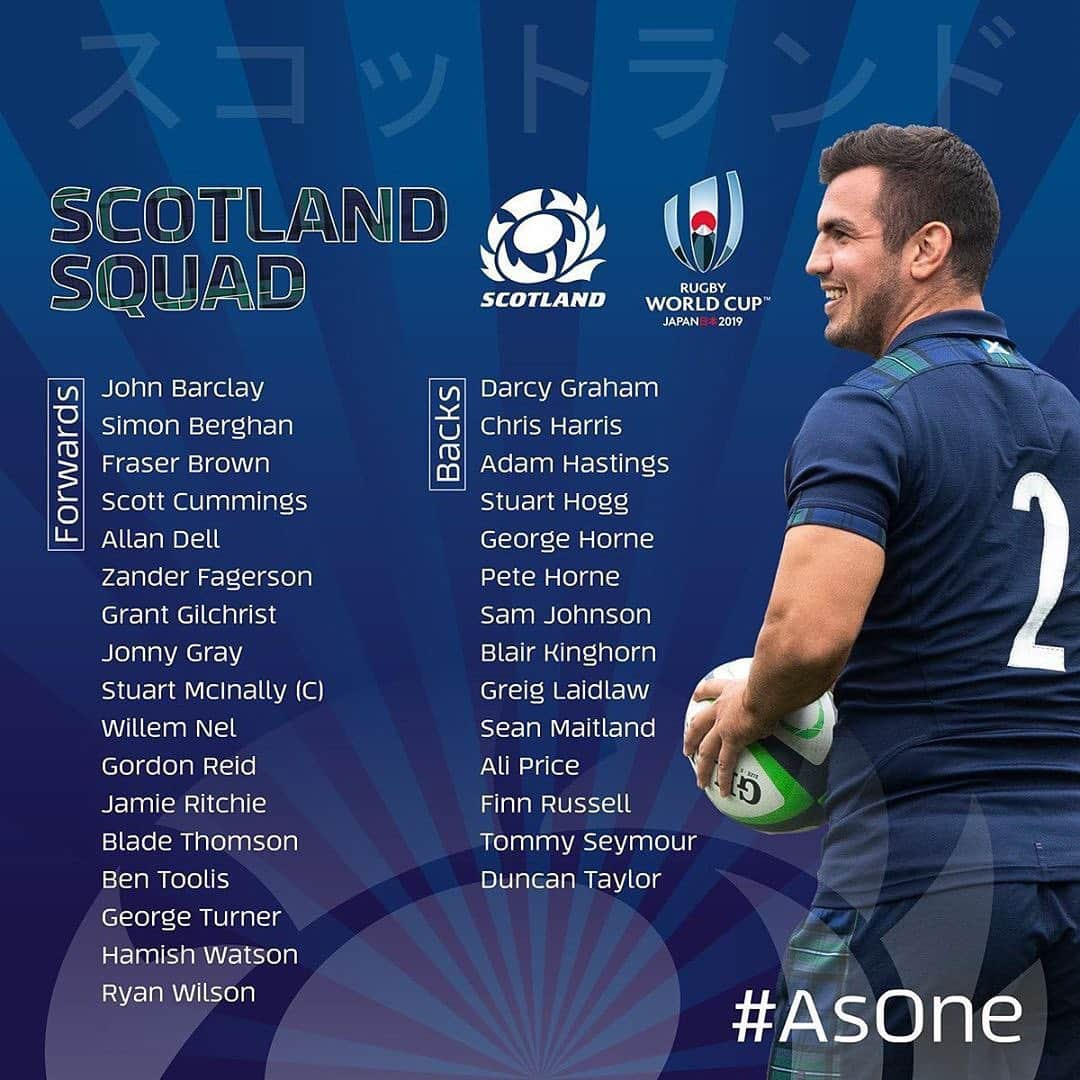 ラグビーリーグ・ワールドカップさんのインスタグラム写真 - (ラグビーリーグ・ワールドカップInstagram)「#Repost @scotlandteam  Here’s your Scotland squad for the Rugby World Cup 2019 in Japan! #AsOne」9月4日 0時19分 - rugbyworldcup