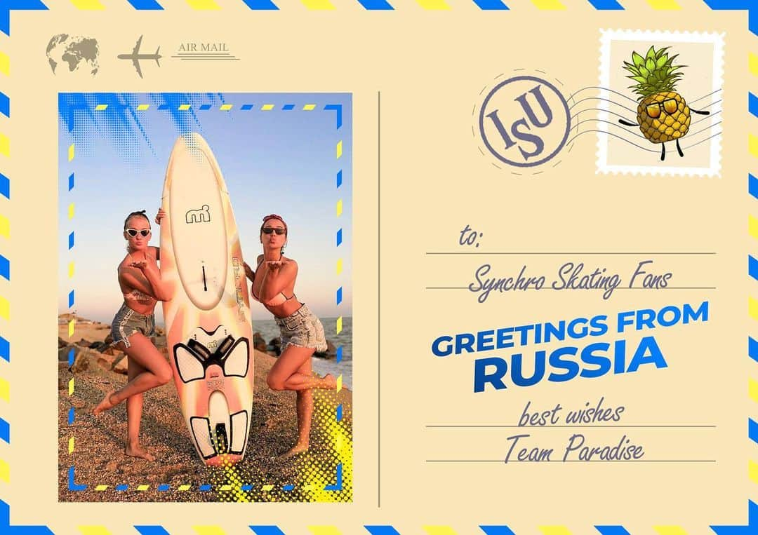 ISUグランプリシリーズさんのインスタグラム写真 - (ISUグランプリシリーズInstagram)「📫 These postcards mark the end of our #SkatingSummer. We hope you enjoyed the campaign. Thank you to everyone who took part.  Greetings from @teamparadiserus  #SynchroSkating」9月4日 0時18分 - isufigureskating_x