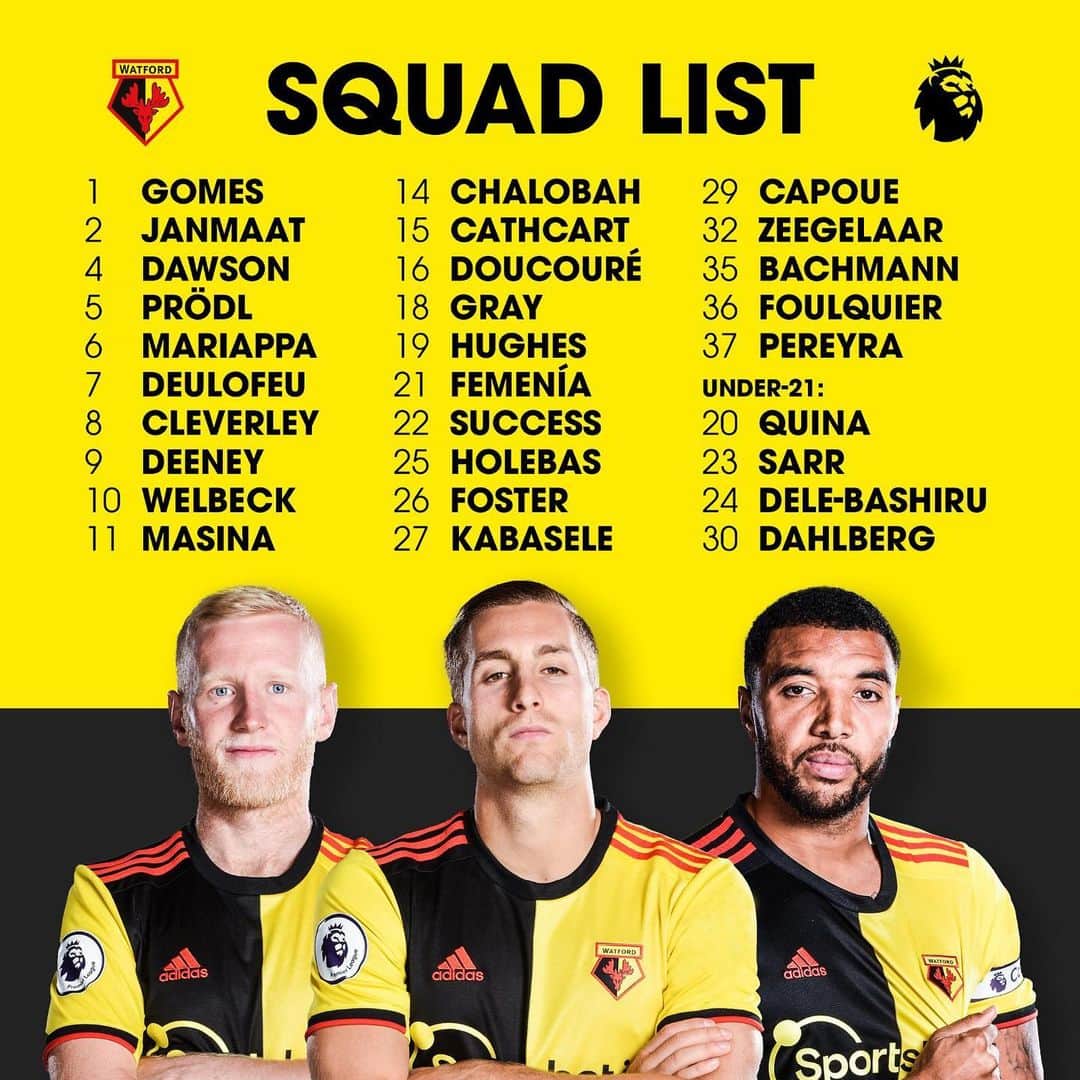 ワトフォードFCさんのインスタグラム写真 - (ワトフォードFCInstagram)「2️⃣5️⃣-man @premierleague squad: submitted ✅」9月4日 0時54分 - watfordfcofficial