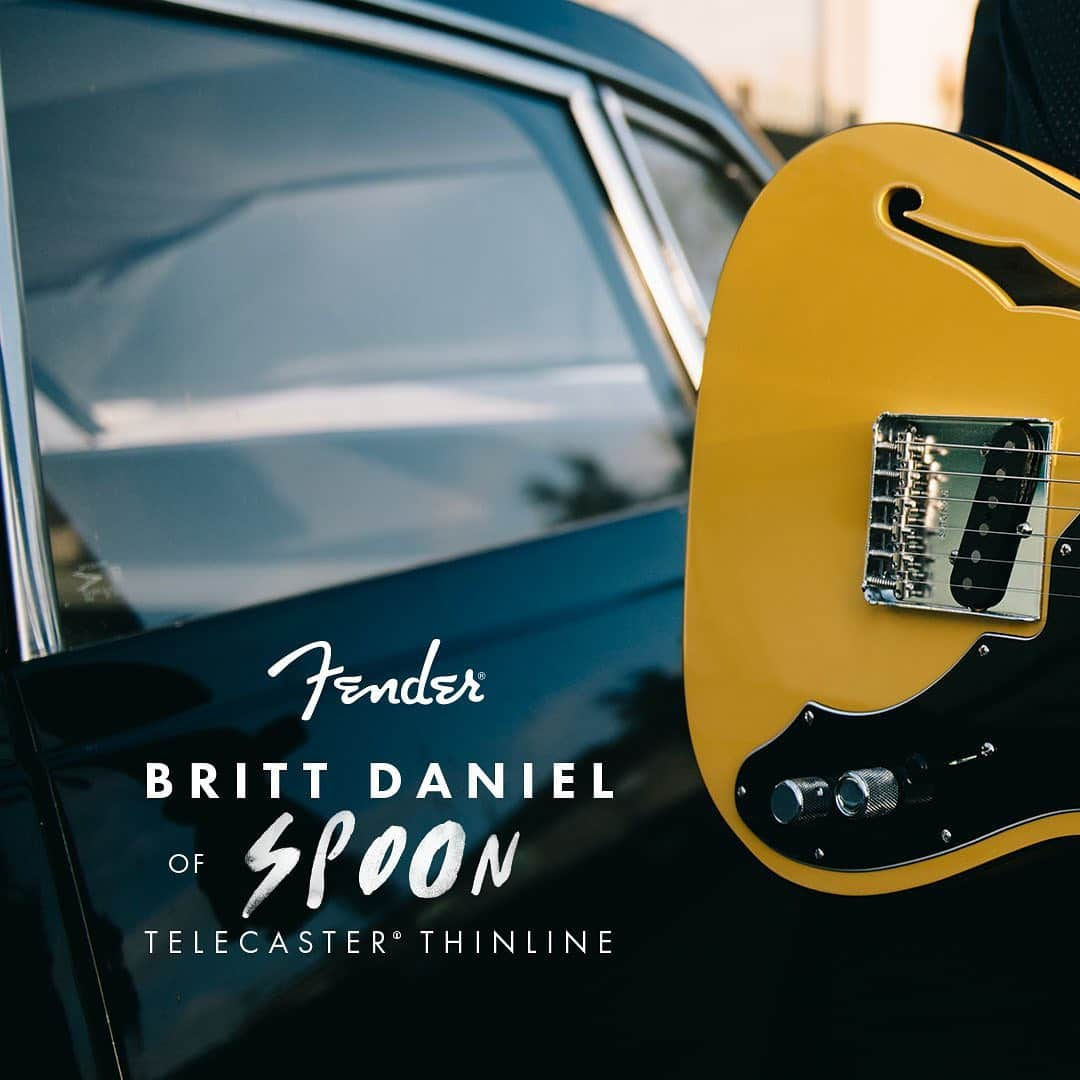 Fender Guitarさんのインスタグラム写真 - (Fender GuitarInstagram)「@BrittDaniel’s slashing guitar style has fueled @spoontheband’s rise to rock superstardom over the course of their 20+ year career. In a stunning custom Amarillo Gold finish, the Britt Daniel Tele Thinline’s lightweight semi-hollow ash body resonates sweetly, while Fender Custom Shop pickups sacrifice none of the Telecaster’s signature clarity. Click the link in bio for more.」9月4日 1時00分 - fender