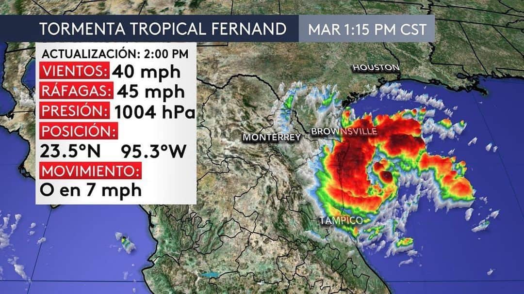 Primer Impactoさんのインスタグラム写真 - (Primer ImpactoInstagram)「¡Última hora! Nace #Fernand una tormenta tropical que podrá dejar más de 10” en Tamaulipas y Nuevo León. Más información a las 5/4c en #PrimerImpacto」9月4日 4時47分 - primerimpacto