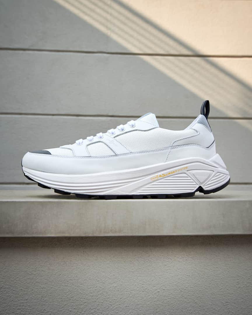 のインスタグラム：「On-trend for urban adventures. The Bumper sneaker combines a leather upper and stacked midsole with contrasting geometric details. Click the link in bio to shop the collection.」