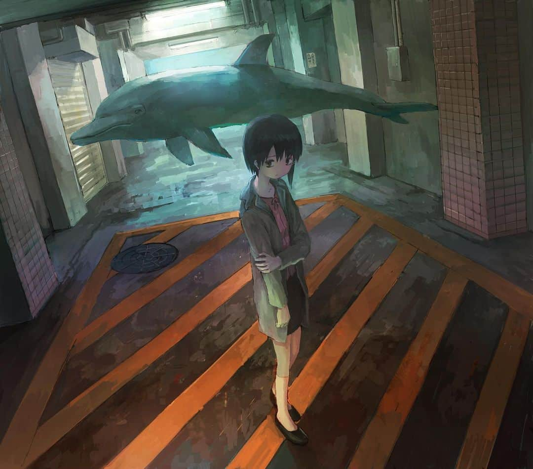 Akimasa Tokunagaのインスタグラム：「Noisy E.C.C.O🐬Serial experiments lain のファンアートです。 #serialexperimentslain #lain #illustration #fanart #dolphin」