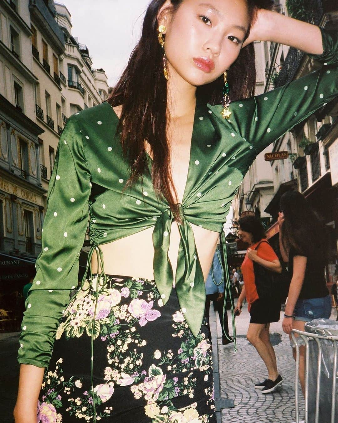 For Love & Lemonsさんのインスタグラム写真 - (For Love & LemonsInstagram)「@hoooooyeony shot on film in Paris in the Davies Tie Top and Molly Drawstring Skirt #prefall19」8月11日 10時19分 - forloveandlemons