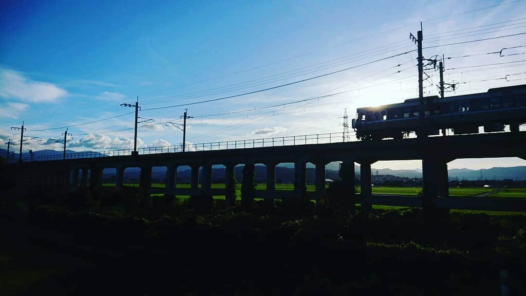 竹内弘一さんのインスタグラム写真 - (竹内弘一Instagram)「青空と雲と田んぼと電車 いかがでしょう？ #青空 #雲 #田んぼ #電車 #撮り鉄  #湖西線 #安曇川町」8月11日 17時52分 - takeuchi_koichi
