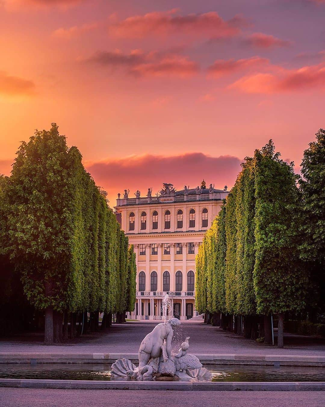 Wien | Viennaさんのインスタグラム写真 - (Wien | ViennaInstagram)「The mesmerising Schloss Schönbrunn Gardens - stroll down long avenues between artfully trimmed hedges, passing statues, fountains and splendid flower beds - maybe towards the Palm House, to the Maze, the Japanese Garden, or up the hill to the Gloriette, where you can enjoy a wonderful view in a Viennese café. Did you explore Schloss Schönbrunn? 🌇 ⛲️🌳 by @nagyloryphoto #ViennaNow」8月11日 17時59分 - viennatouristboard