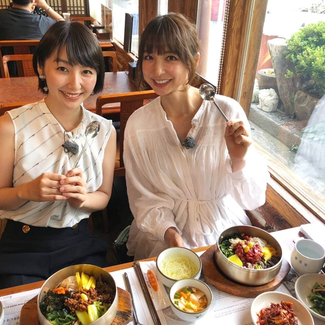 のインスタグラム：「. ２日目は#全州#ジョンジュ 写真見返すと 食べてばかりの気が...🙄❤ . . #わがまま気まま旅気分#韓国女子旅#ビビンパ発祥の地#もやしクッパ#韓国焼き肉#麻里子さまおすすめ#みのごはん」