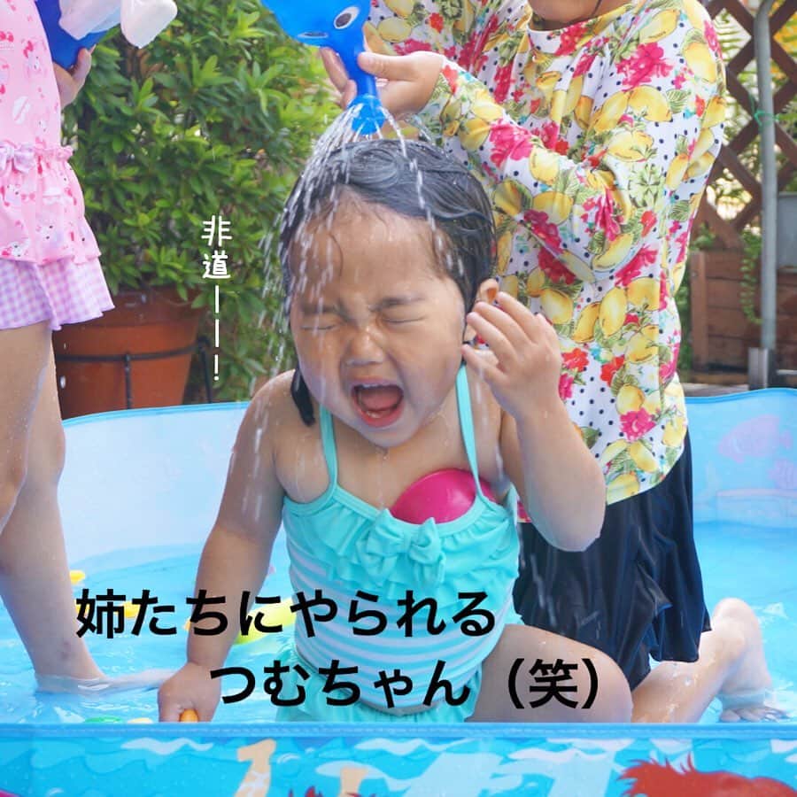 makikoさんのインスタグラム写真 - (makikoInstagram)「❤︎ パパスも帰省して、早速子どもたちのリクエストで一緒にプール遊び（超ハードモード）☝🏻😂 ．  パワフルすぎる‼️‼️（笑）😳😳 ．  ことちゃん今回は見学やったけど、どないなんのーー（笑）😅 ．  #プール遊び #というか水の掛け合い #つむちゃん… #そりゃ強くなるわ #次ことちゃん入るときはお手柔らかにね #パパスお疲れさま #この後5人のお風呂も入れてくれました #地獄 #パパスの夏休み #0歳 #3歳 #いとこ #親バカ部」8月11日 20時22分 - batako93