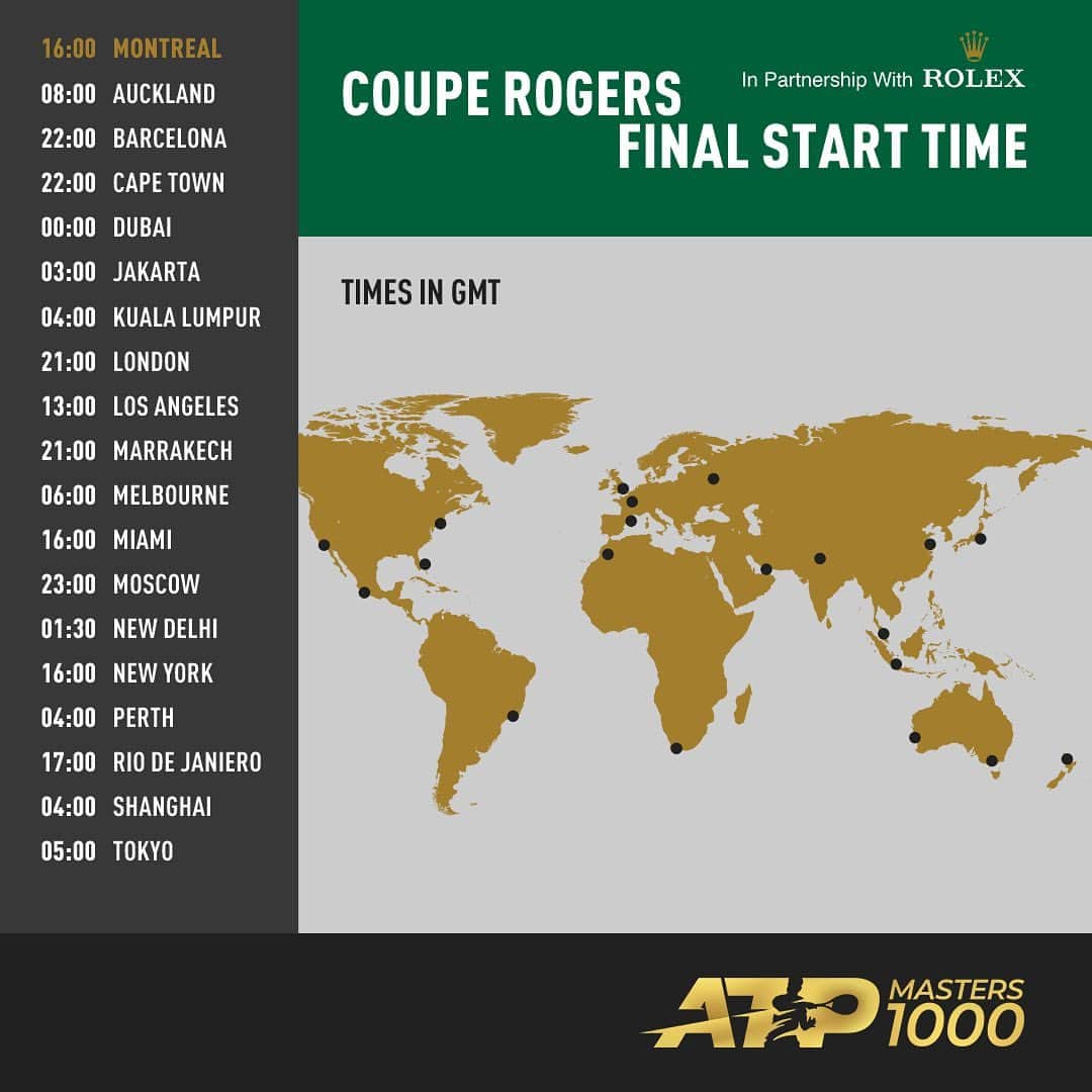 ATP World Tourさんのインスタグラム写真 - (ATP World TourInstagram)「Where in the 🌏 will you be watching today’s @couperogers final?」8月11日 23時50分 - atptour