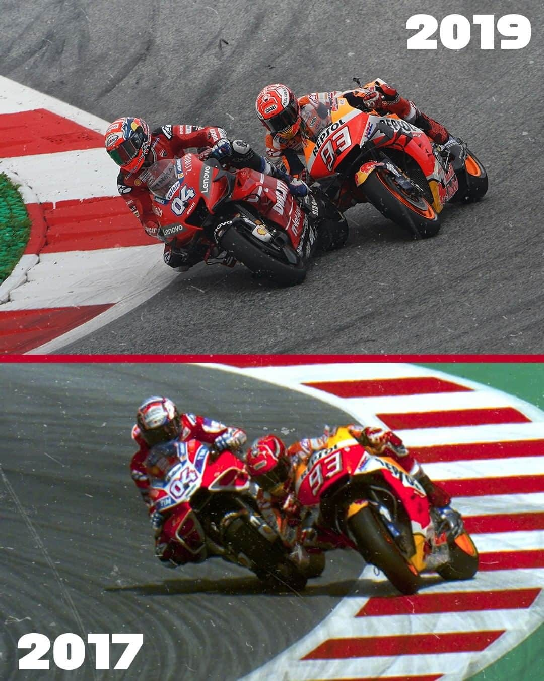 MotoGPさんのインスタグラム写真 - (MotoGPInstagram)「Déjà vu 🔄 // 2017 vs 2019 #AustrianGP 🇦🇹 @andreadovizioso's winning overtake 🔥 #AD04 #MotoGP #Motorcycle #Racing #Motorsport」8月12日 1時59分 - motogp