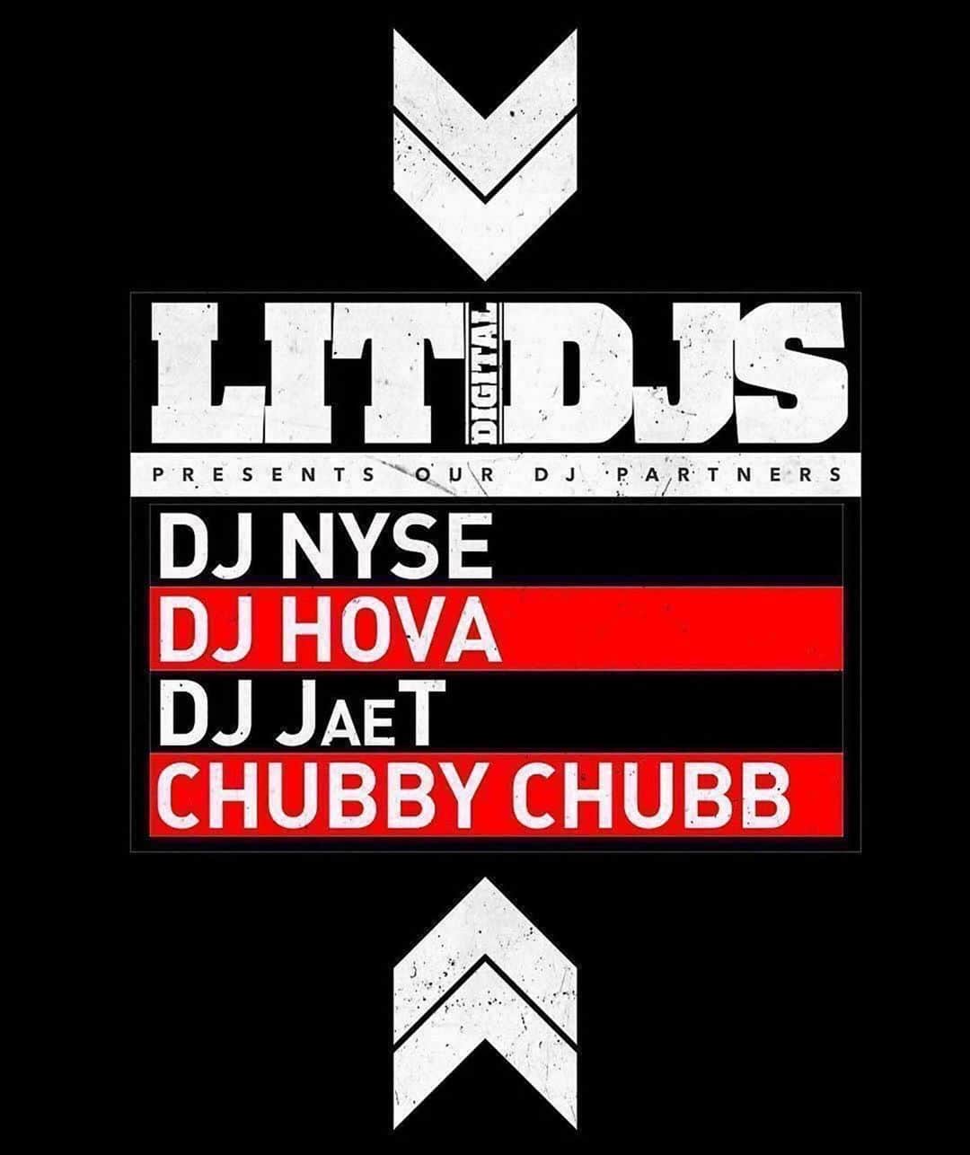 ファンクマスター・フレックスのインスタグラム：「@litdigitaldjs and @iamjeffthedon would like to welcome our new dj partners to the team!!! We have selected a few influential hard working talented djs to rock in conjunction with us on some events and radio ideas! WE NOT PLAYING IN 2019! #litdigitaldjs  @djnyse_  @djhova @djjaet  @djchubbychub  Generals: @joejaxson x @novanyc x @iamjeffthedon」