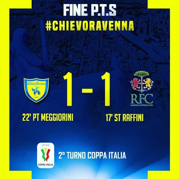 ACキエーヴォ・ヴェローナさんのインスタグラム写真 - (ACキエーヴォ・ヴェローナInstagram)「Fine PTS #ChievoRavenna 1️⃣-1️⃣ 💛💙 #chievo #chievoverona #coppaitalia #calcio #football #seriebkt」8月12日 3時48分 - acchievoverona