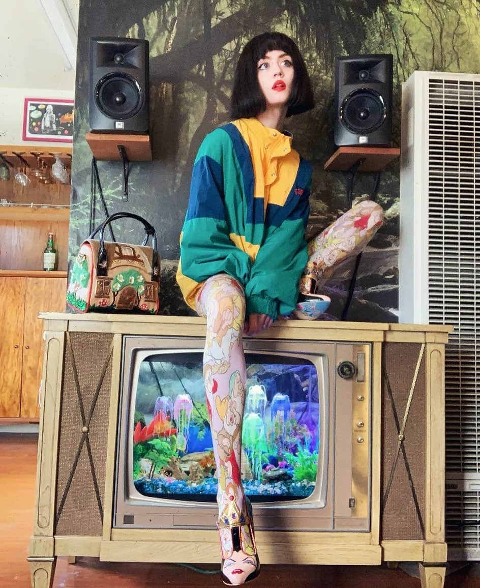 アリソン・ハーバードのインスタグラム：「finished my tv aquarium 🐠 | @temperhair | @irregularchoice」