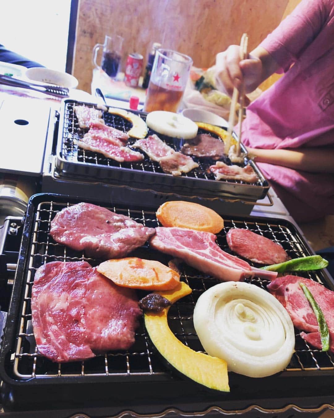 杜このみのインスタグラム：「美味しすぎたBBQ 特にラムチョップと、北海道和牛の牛タン最高💓 #bbq  #家族 #family」