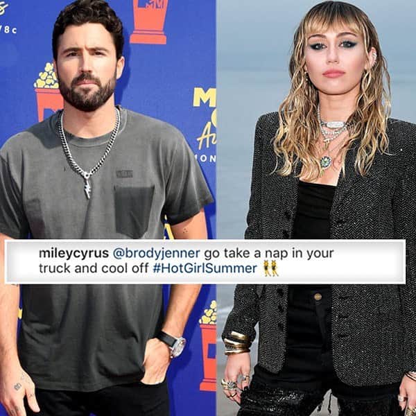 E! Onlineさんのインスタグラム写真 - (E! OnlineInstagram)「Miley Cyrus is boom boom clap, boom de clapping back at Brody Jenner after he responded to the news of his ex Kaitlynn kissing Miley. Link in bio for the full story. (📷: Getty Images)」8月12日 7時30分 - enews