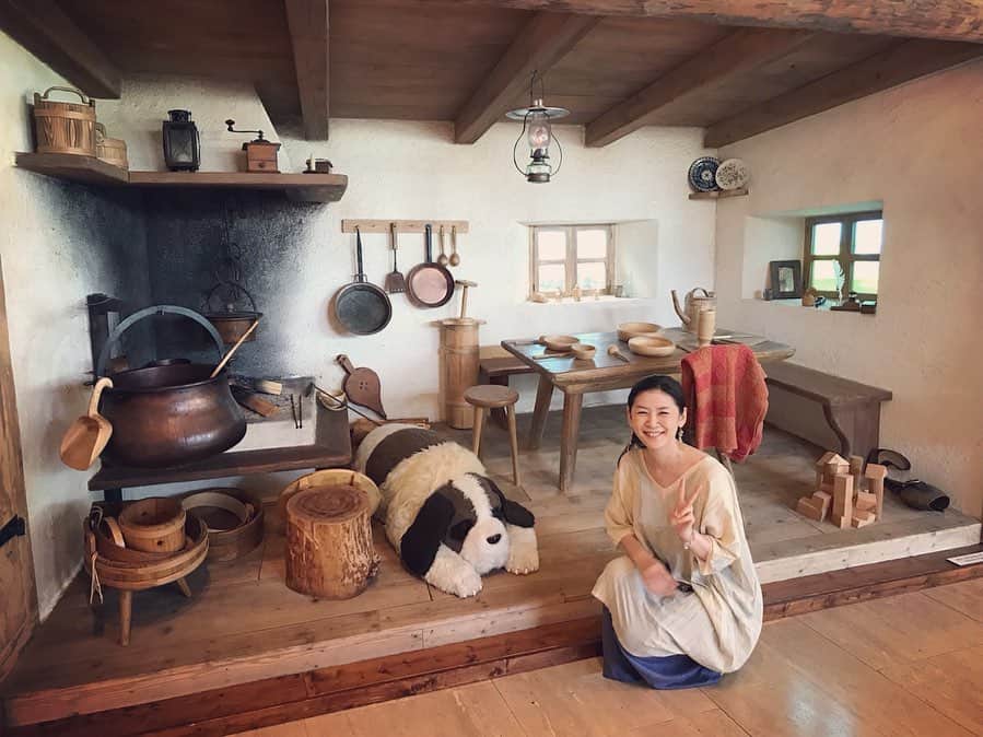 睦のインスタグラム：「ヨーゼフっ😍  に会えましたよ、 東京国立近代美術館の 高畑勲展にて。  しかも、ハイジが おじいさんと住んでた お家の中でっ。  感動😭  登場するパンやスープに 憧れましたねぇ。  幼い頃から、 テレビを通じて 高畑さんの作品を いつのまにか たくさん 触れていた世代。  懐かしいと言うよりも こんな素晴らしく 丁寧な仕事を たくさん 提供してくれていたんだと 感動してしまう気持ちの方が 膨らんだなぁ。  改めて作品を 見返したくなりました。  しかも。  展内で 見応えがあったのが ハイジが住んでた アルプスのジオラマ。  撮影OKでしたが、 写真では、 あの感動は 撮りきれない〜と 断念。  ぜひ、生で 観て頂きたいです。  うひゃー！と 感動する事、 まちがいなしですよ。  物作りの大切な順番を 再確認できた印象。  個人的には、 じゃりん子チエを 全部、見返したいですっ。  #高畑勲展  #2019  #東京国立近代美術館  #竹橋  #takebashi  #ヨーゼフ  #ハイジ  #アルプスの少女ハイジ  #heidi  #じゃりん子チエ  #赤毛のアン  #ジオラマ  #ペーター  #おじいさん  #アルムおんじ  #ペーター  #peter  #高畑勲  #isaotakahata  #アニメーション  #animation  #anime  #アニメ  #ssw  #作詞家  #モデル  #lyricist  #model  #井上睦都実 #睦」